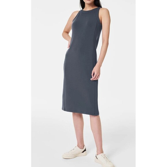 Spanx AirEssentials Tank Midi Dress Dark Storm Blue Sleeveless Soft Traveling S - Picture 4 of 12